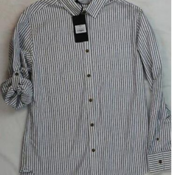 Five Four Corbin Pinstriped Mens Dress Shirt - Picture 4 of 7